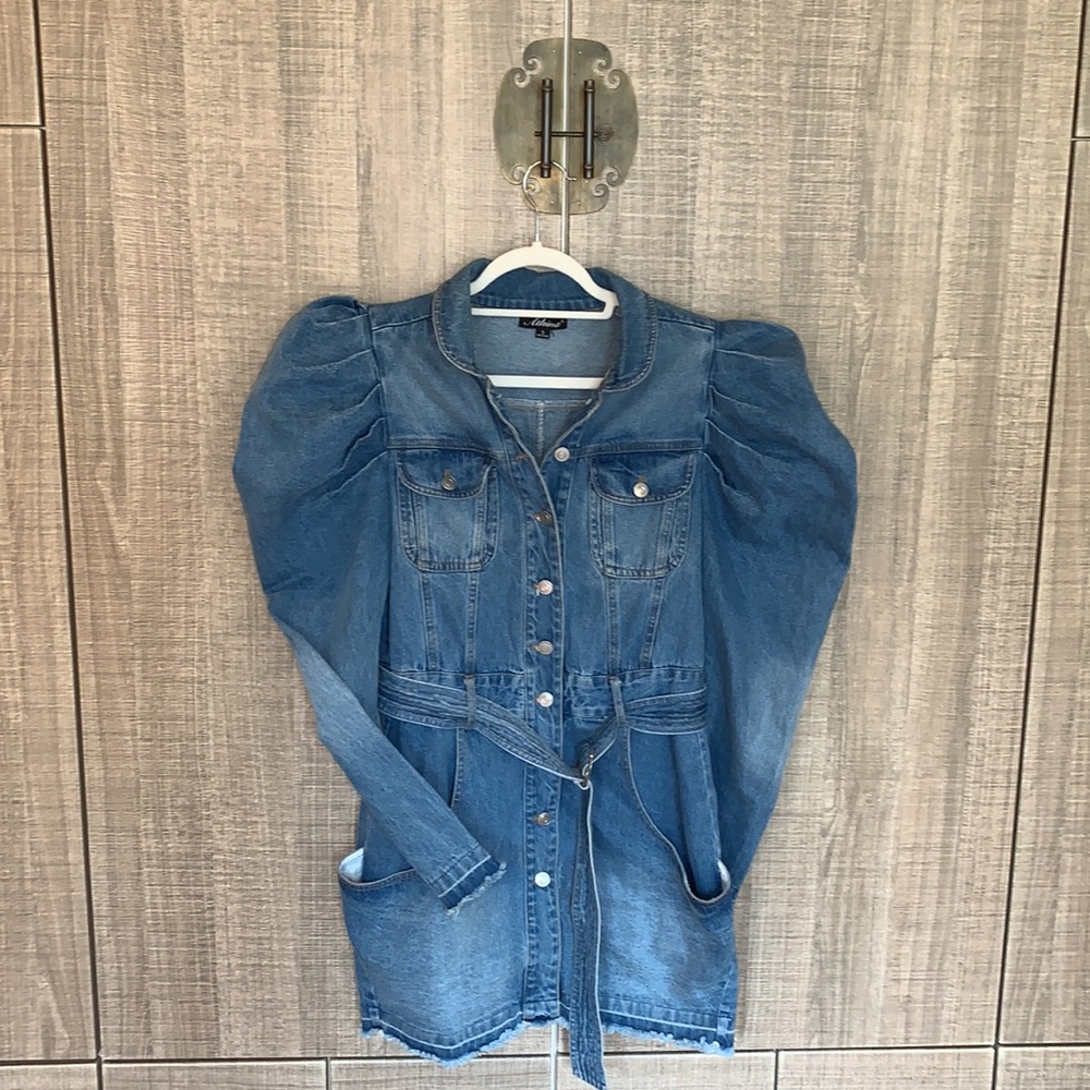 ATHINA Puff Sleeve Denim‎ Dress